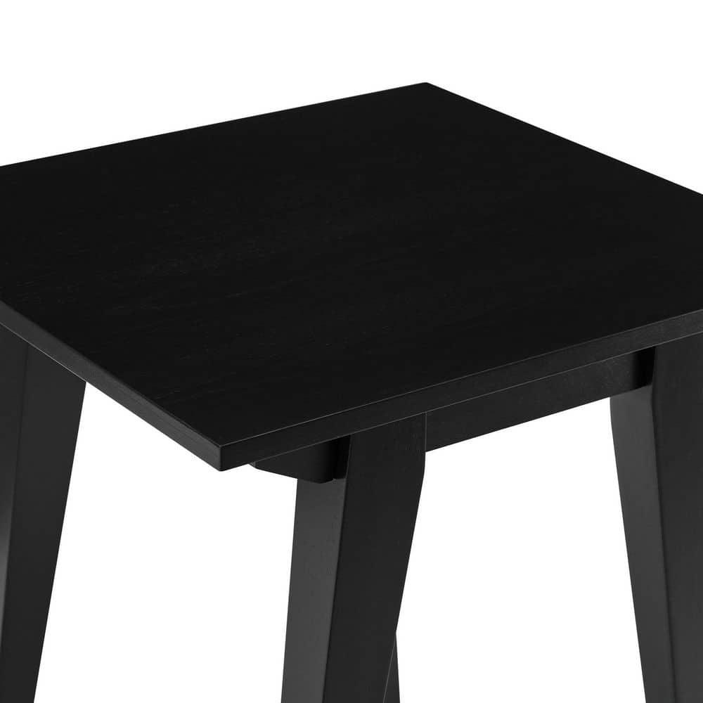 Minimalist Black Solid Wood Rectangular Side Table