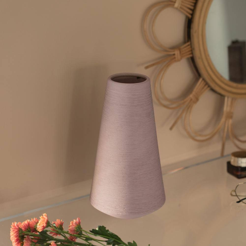 Uniquewise 10" H Decorative Ceramic Round Cone Shape Centerpiece Table Vase Pink, Large