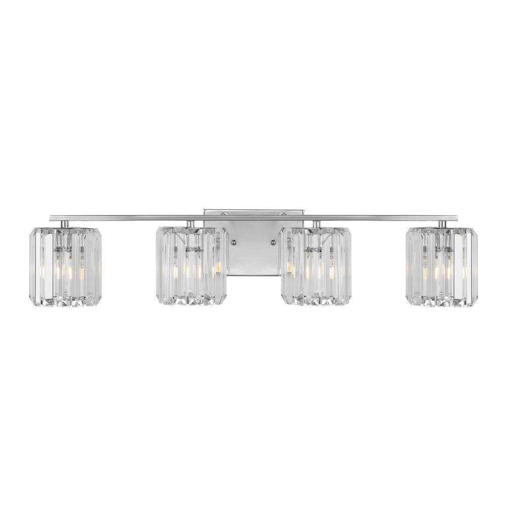 Coco Prism Vintage 29.75" 4-Light Metal/Glass Classic Glam LED Vanity Light, Chrome