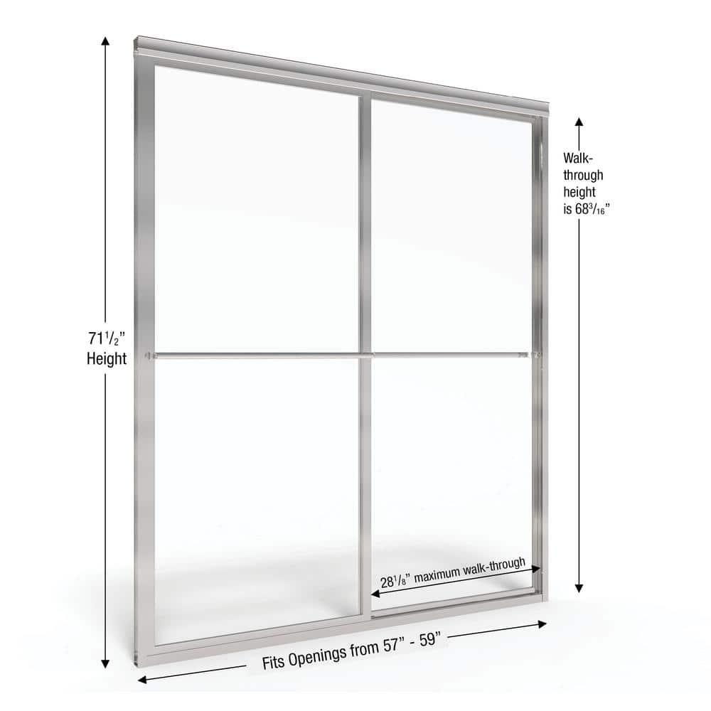 Basco Deluxe 71.5" High x 59" Wide Bypass Framed Shower Door with Clear Glass