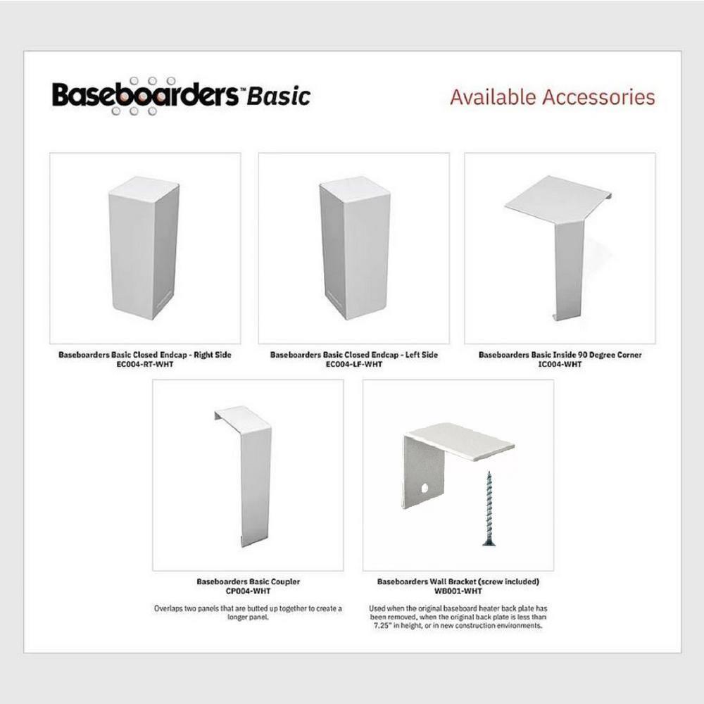 Baseboarders Baseboarders Basic Steel Easy Slip-On Baseboard Heater Cover Coupler - White