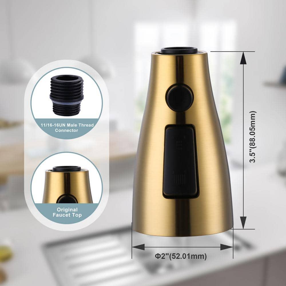 Kitchen Faucet Sprayer Head Replacement - Pull Down Faucet Spray Head with 11 Adapters, Pull Out Faucet Sprayer Nozzle, 3 Function Kitchen Tap Spray Spout Part Connector, Brushed Gold