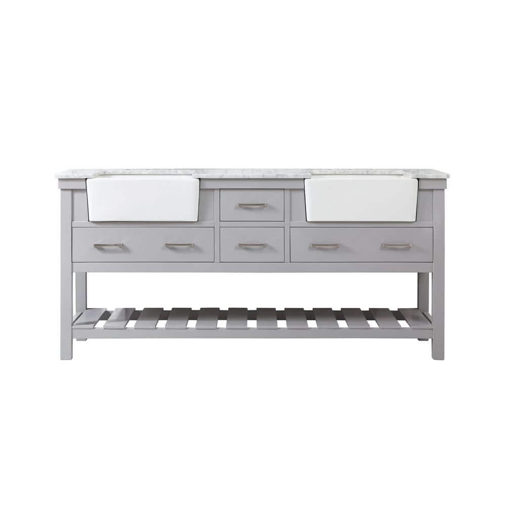 Pelaghia 72'' Double Bathroom Vanity with Marble Top