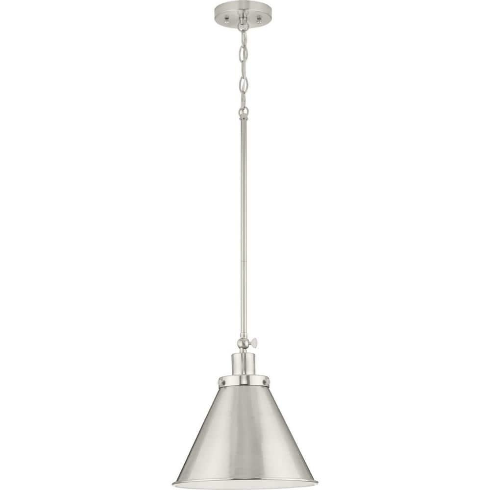 Progress Lighting Hinton 1-Light Pendant Brushed Nickel Steel Industrial Shade