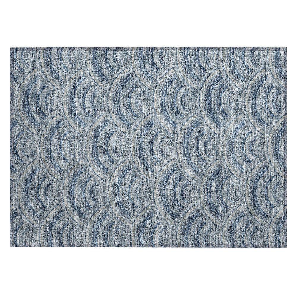 Addison Rugs Chantille Indoor/Outdoor Transitional Geometric, Abstract Denim Washable Rectangle Rug, 1'8" x 2'6"