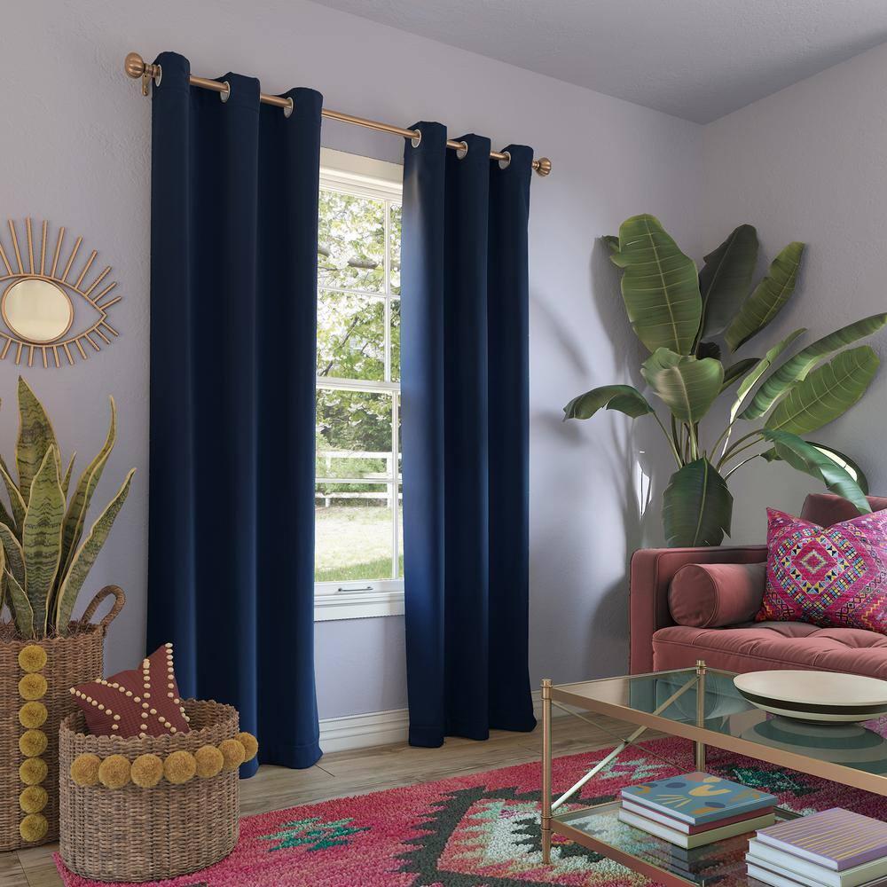 40"x95" Sun Zero Blackout Riley Kids' Bedroom Grommet Curtain Panel Navy Blue