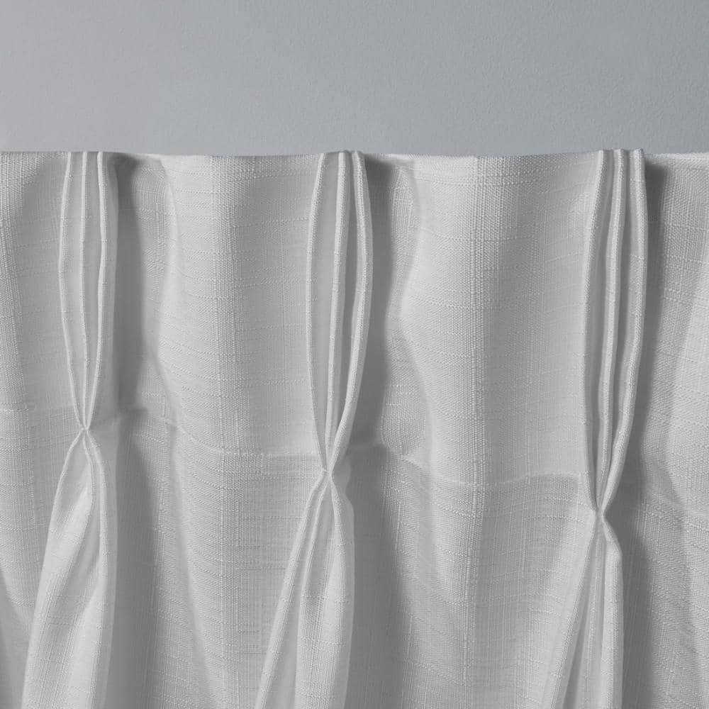 Set of 2 (96"x54") Loha Linen Pinch Pleat Window Curtain Panel White - Exclusive Home: Modern Light Filtering Drapes
