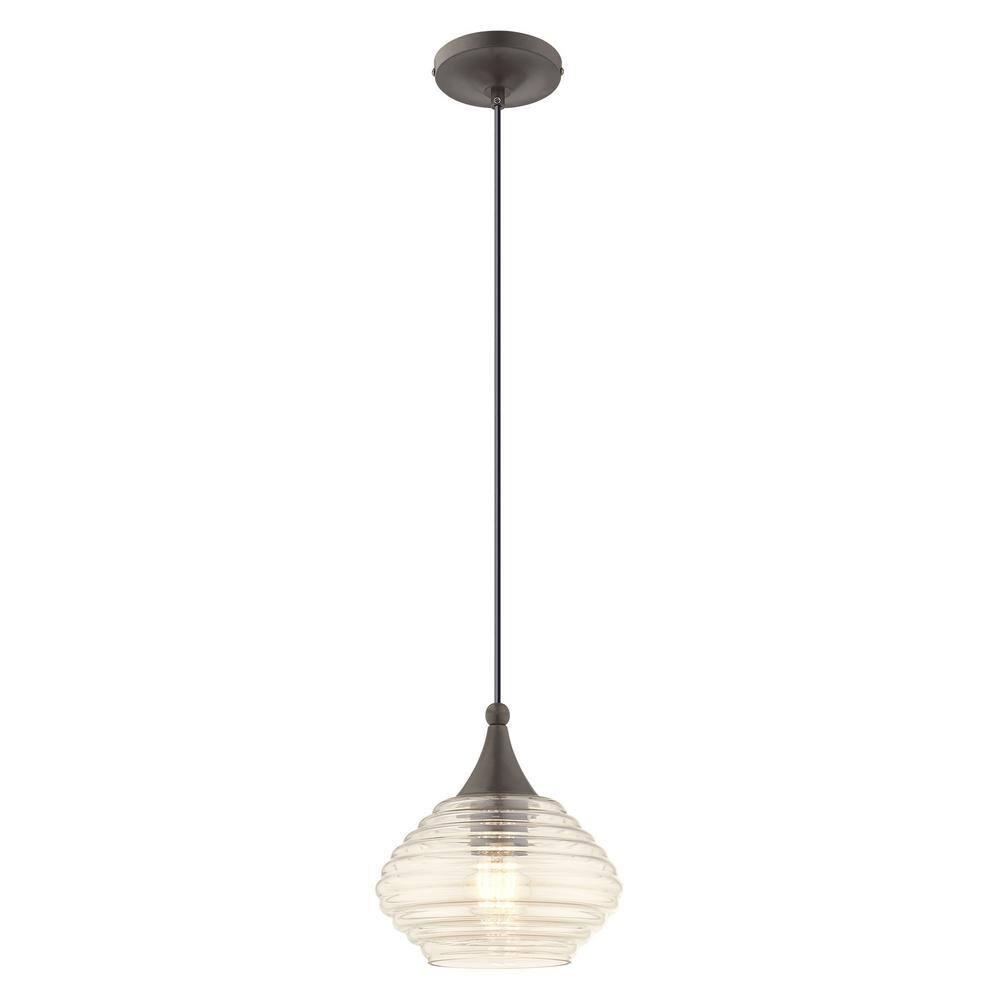 Livex Lighting Art Glass 1 - Light Pendant in English Bronze