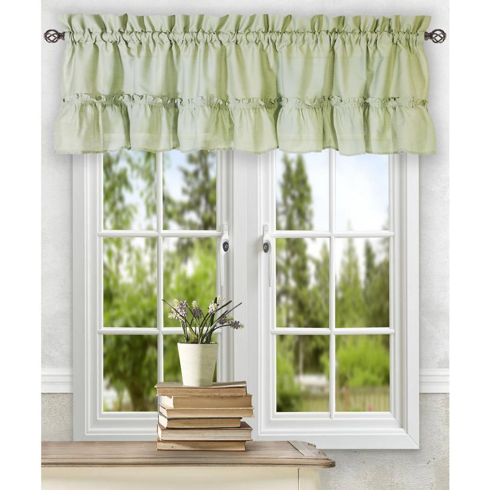 Ellis Stacey 1.5" Rod Pocket High Quality Fabric Solid Color Window Ruffled Filler Valance 54"x13" Sage