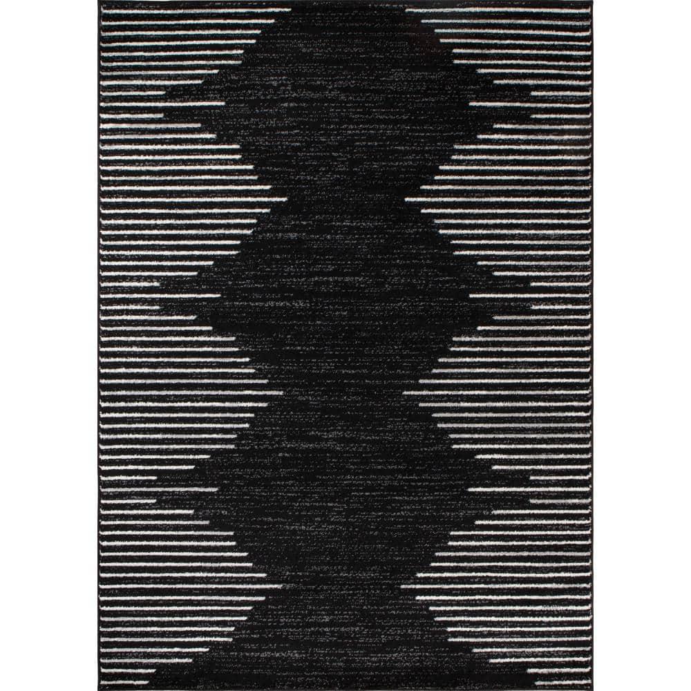 World Rug Gallery Bohemian Stripe Area Rug - Black 5' x 7'