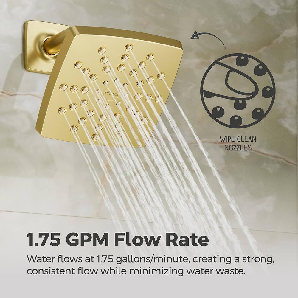 Vaneri Brushed Gold Square Wall Mounted Bathtub and Shower Faucet