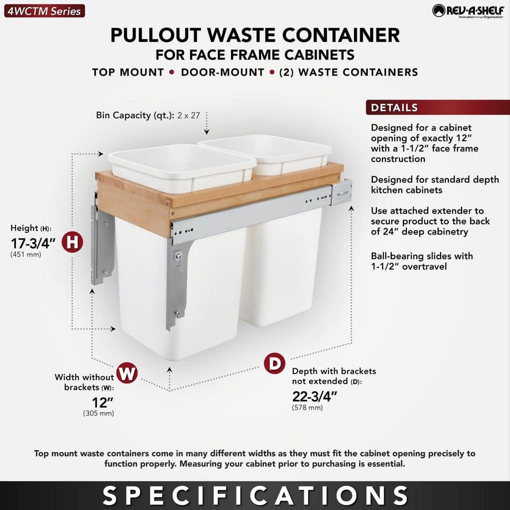 Rev-A-Shelf Rev-A-Shelf Single Pullout Top Mount Trash Can