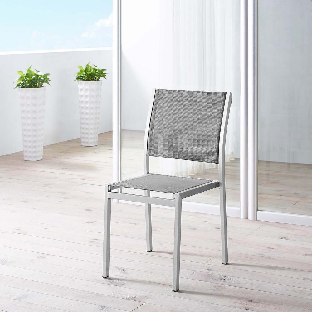 Modway Shore Outdoor Patio Aluminum Side Chair Silver Gray