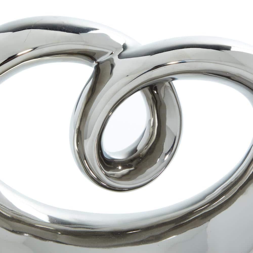 Wrought Studio™ Allye Ceramic Swirl Abstract Decorative Silver Sculpture with Black Base