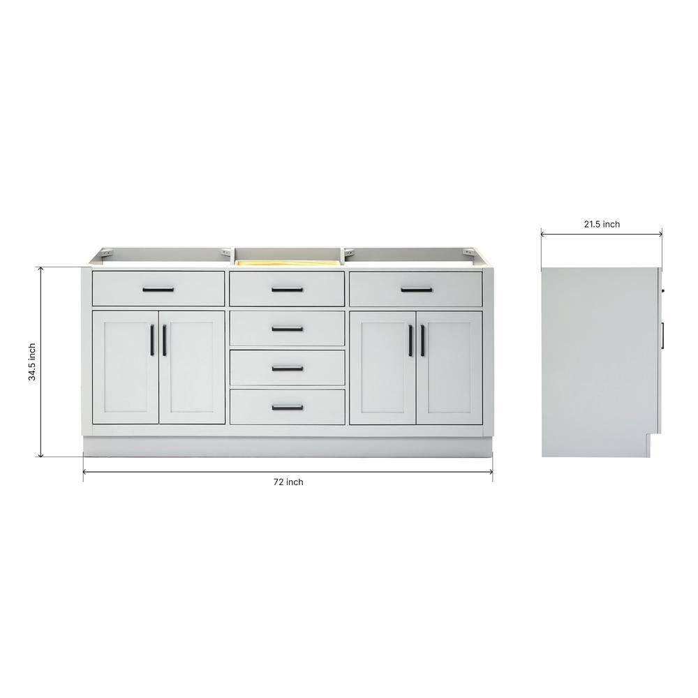 Ariel T072d-Bc Hepburn 72" Double Free Standing Vanity Cabinet Only - Grey