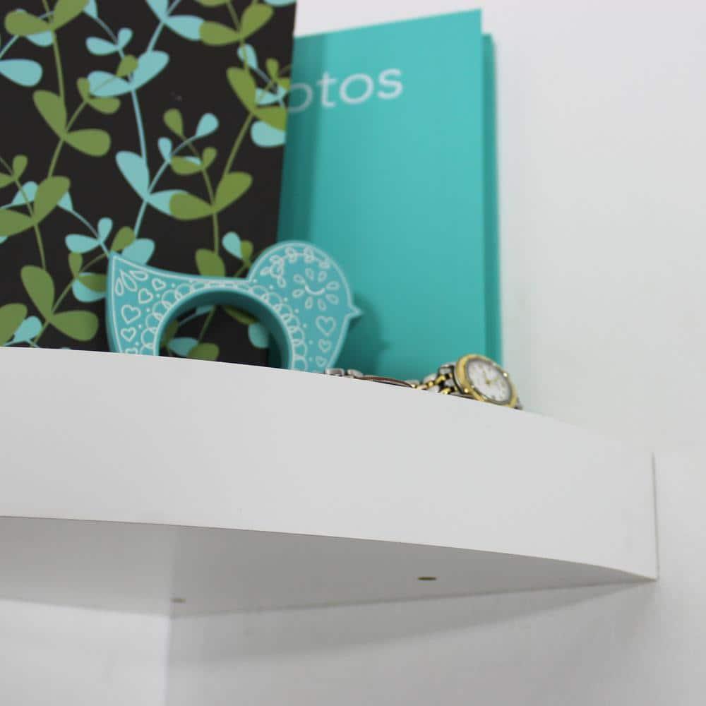 InPlace 11.8" x 11,8" Floating Corner Shelf Wall Mounted White: Modern Style, Wood Composite, Includes Mounting Hardware