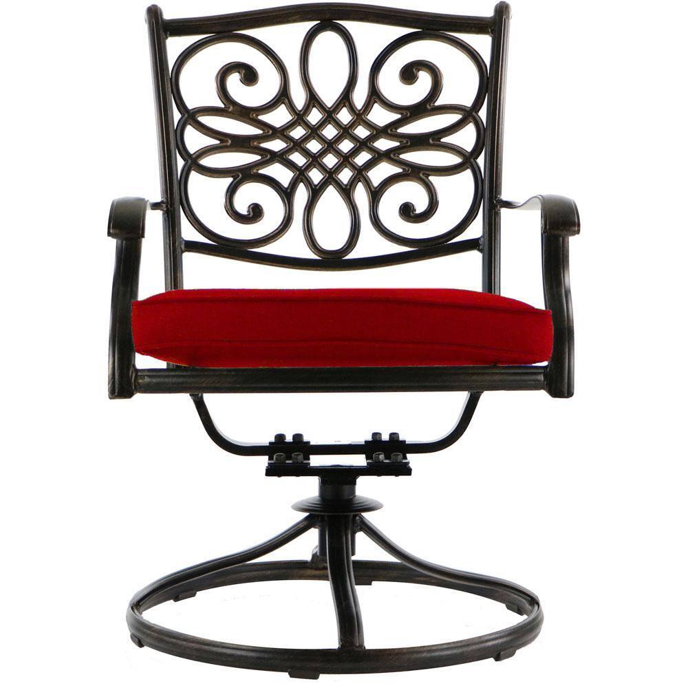 Elegant 8-Person Tempered Glass-Top Outdoor Dining Set with Red Cushions