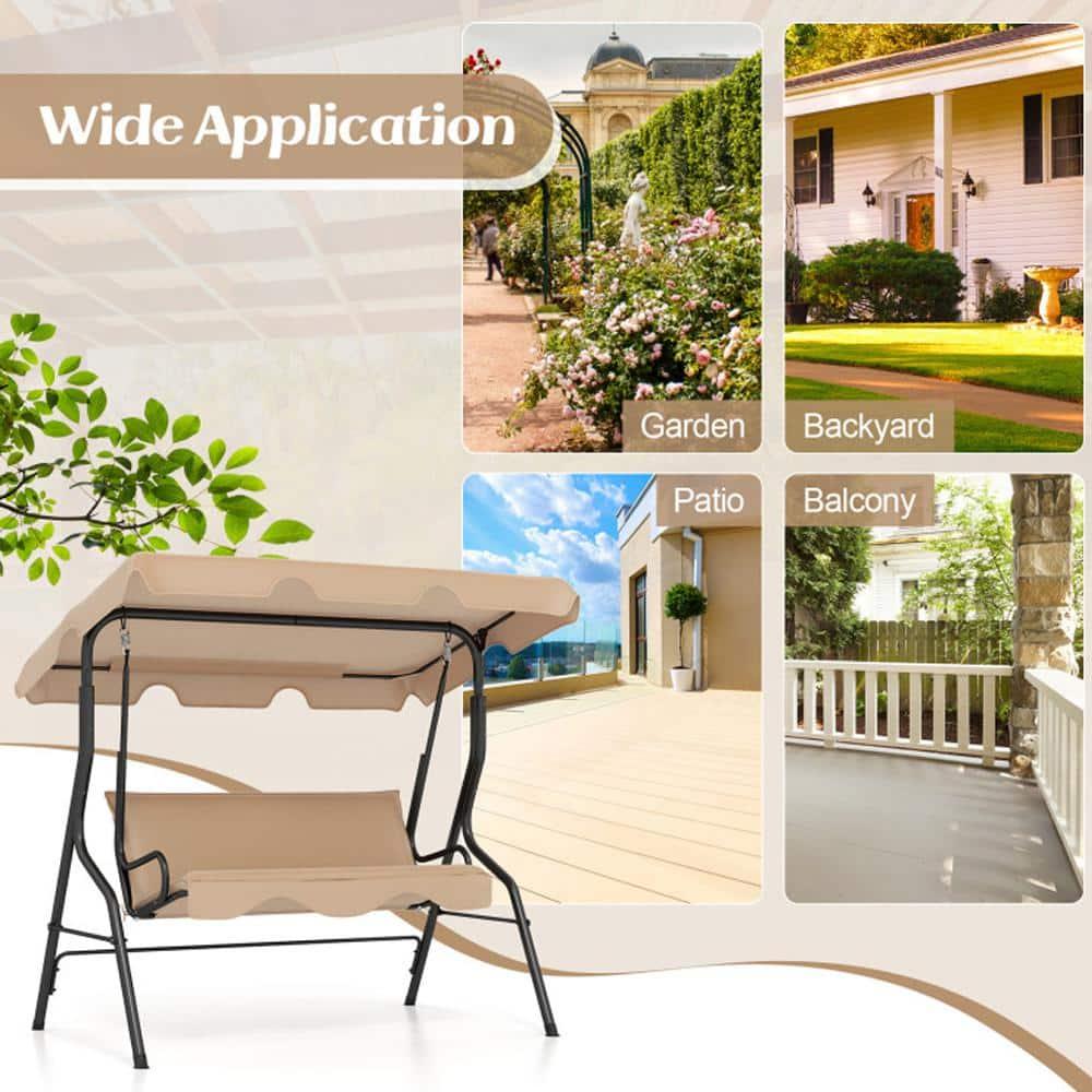 Arlmont & Co. Arlmont & Co. Patio 3 Seats Canopy Swing Glider Hammock Steel Frame Cushioned Backyard