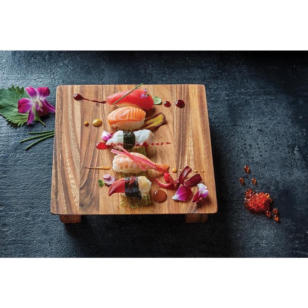 Ironwood Gourmet Kyoto Sushi Stand, Acacia Wood Brown 10 x 10 x 2.25 inches
