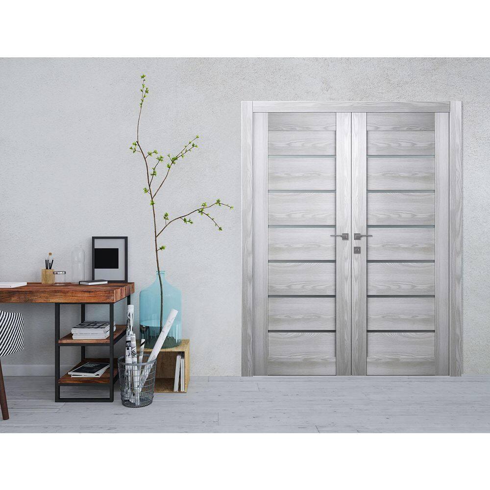 Belldinni Avon 07-02 Solid Manufactured Wood and Glass Paneled Prefinished Standard Double Door