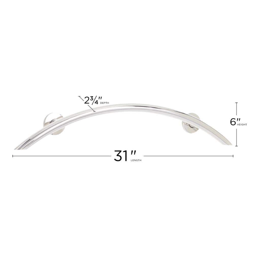 Lifestyle & Wellness Crescent Curved Wall Mount Bathroom Shower 30" Grab Bar