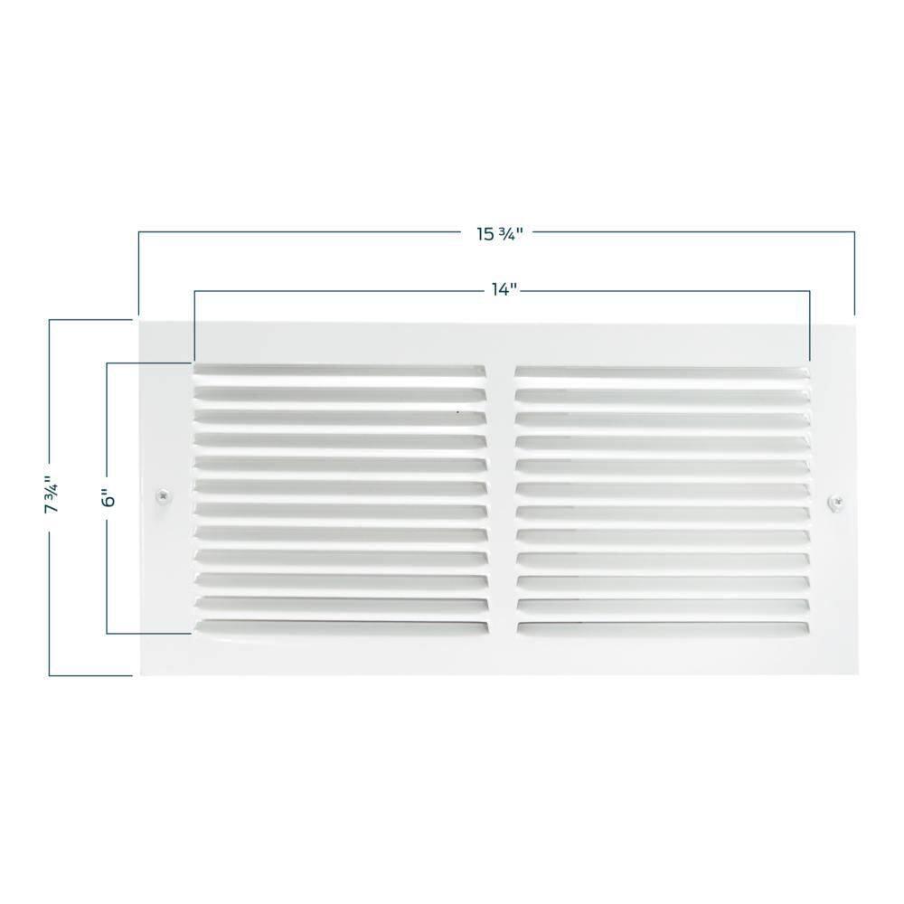 14 in. x 6 in. Steel Return Air Grille, White