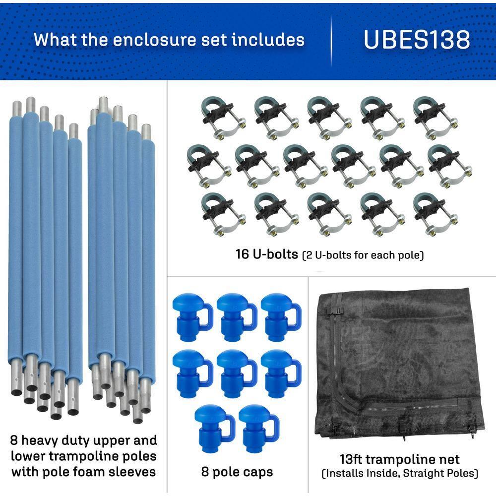 Upper Bounce Machrus 13' Trampoline Safety Enclosure with Net, Poles and Foam Sleeves - Trampoline not Included