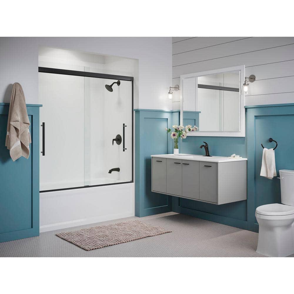 Pleat® 63-9/16"H Frameless Sliding Bath Door with 5/16"-Thick Crystal Clear Tempered Glass