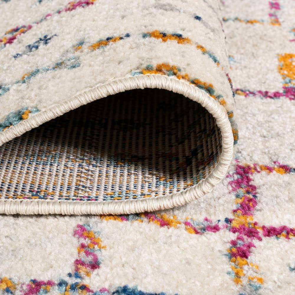JONATHAN Y Moroccan HYPE Boho Vintage Diamond Ivory/Multi 3 ft. x 5 ft. Area Rug