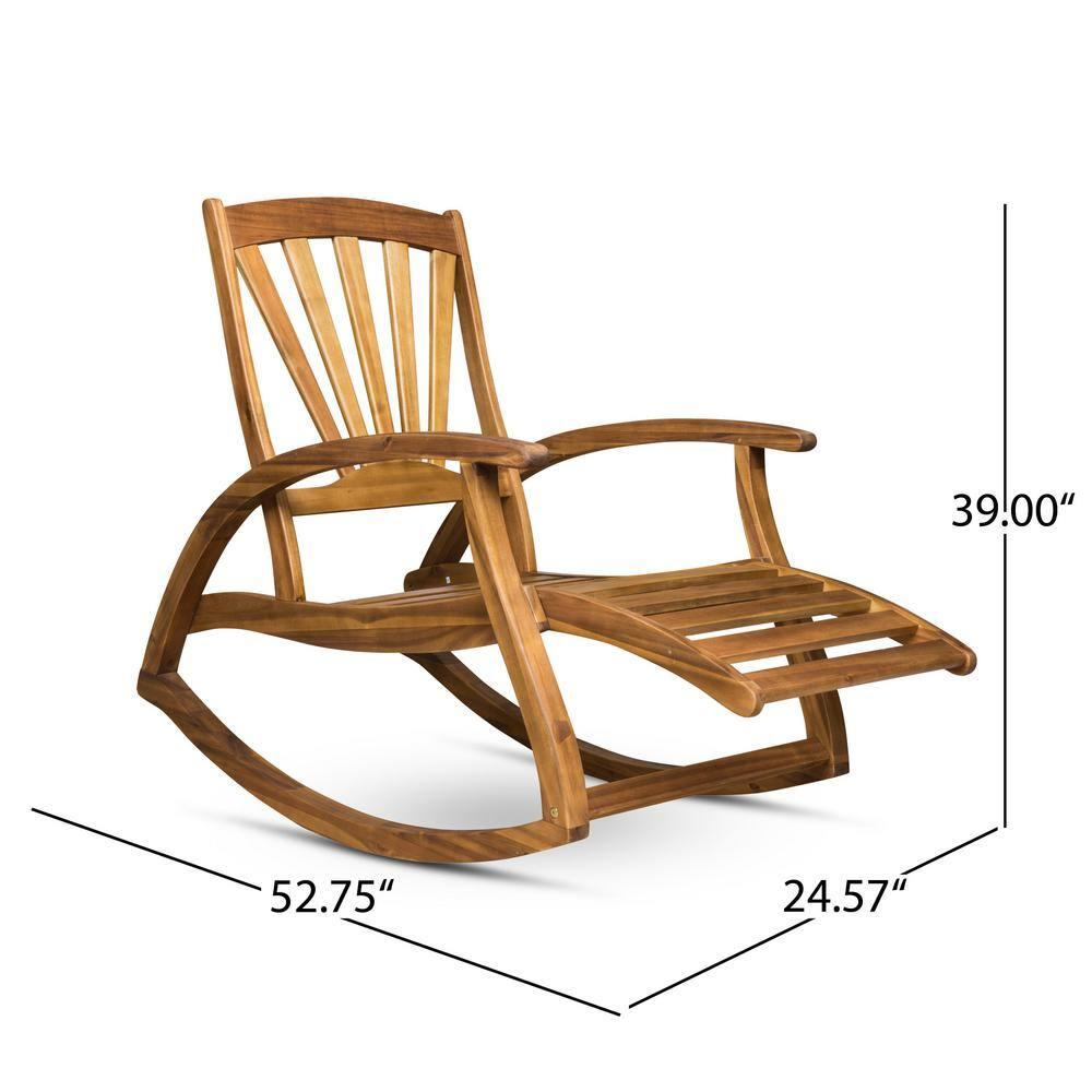 Sunview Acacia Wood Recliner Rocking Chairs - Teak - Christopher Knight Home: Weather-Resistant Patio Furniture with Footrest