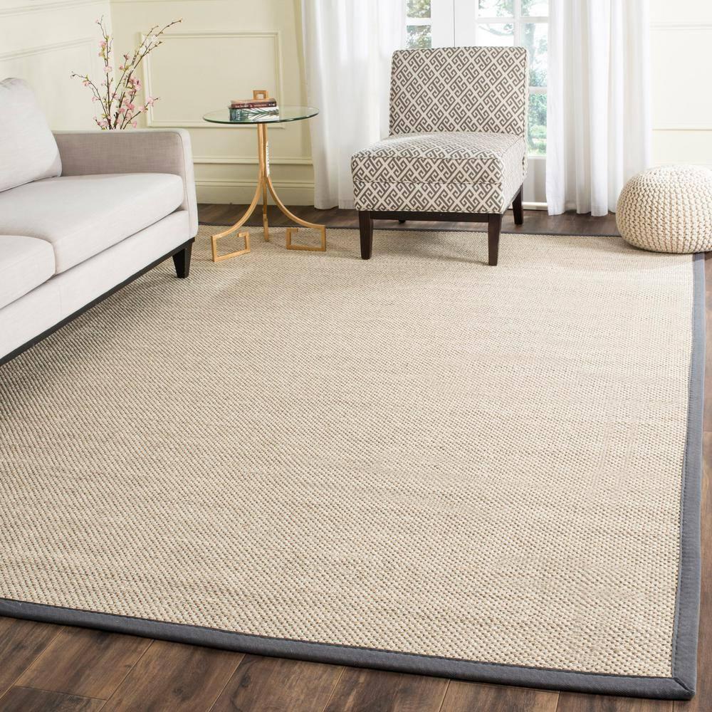 Natural Fiber NF143 Power Loomed Indoor Area Rug - Marble/Dark Grey - 9'x12' - Safavieh