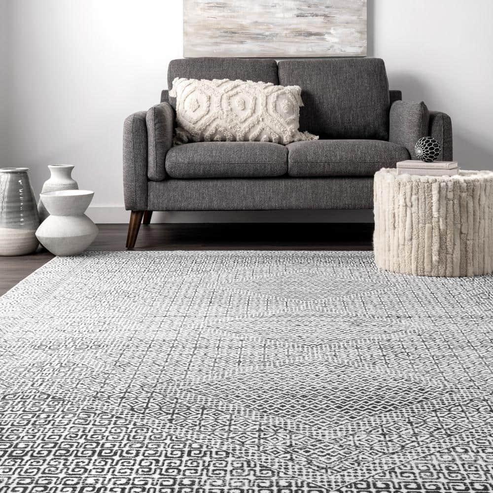 Nuloom Hart Medallion 8x10 Machine Washable Indoor Area Rug for Living Room Bedroom Dining Room Kitchen, Grey/Ivory
