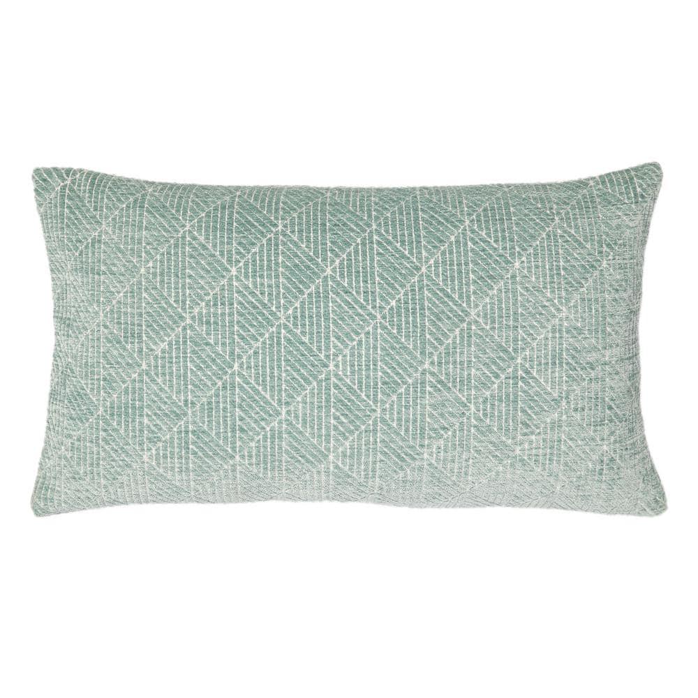 Freshmint Logan Reversible Woven Geometric Chenille Lumbar 24"x14",Blue Surf,1 Pack