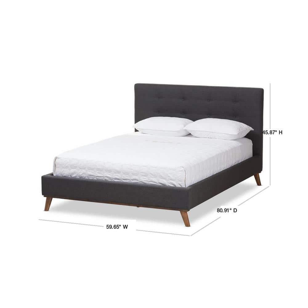 Valencia Mid Modern Fabric Platform Full Bed Dark Gray - Baxton Studio