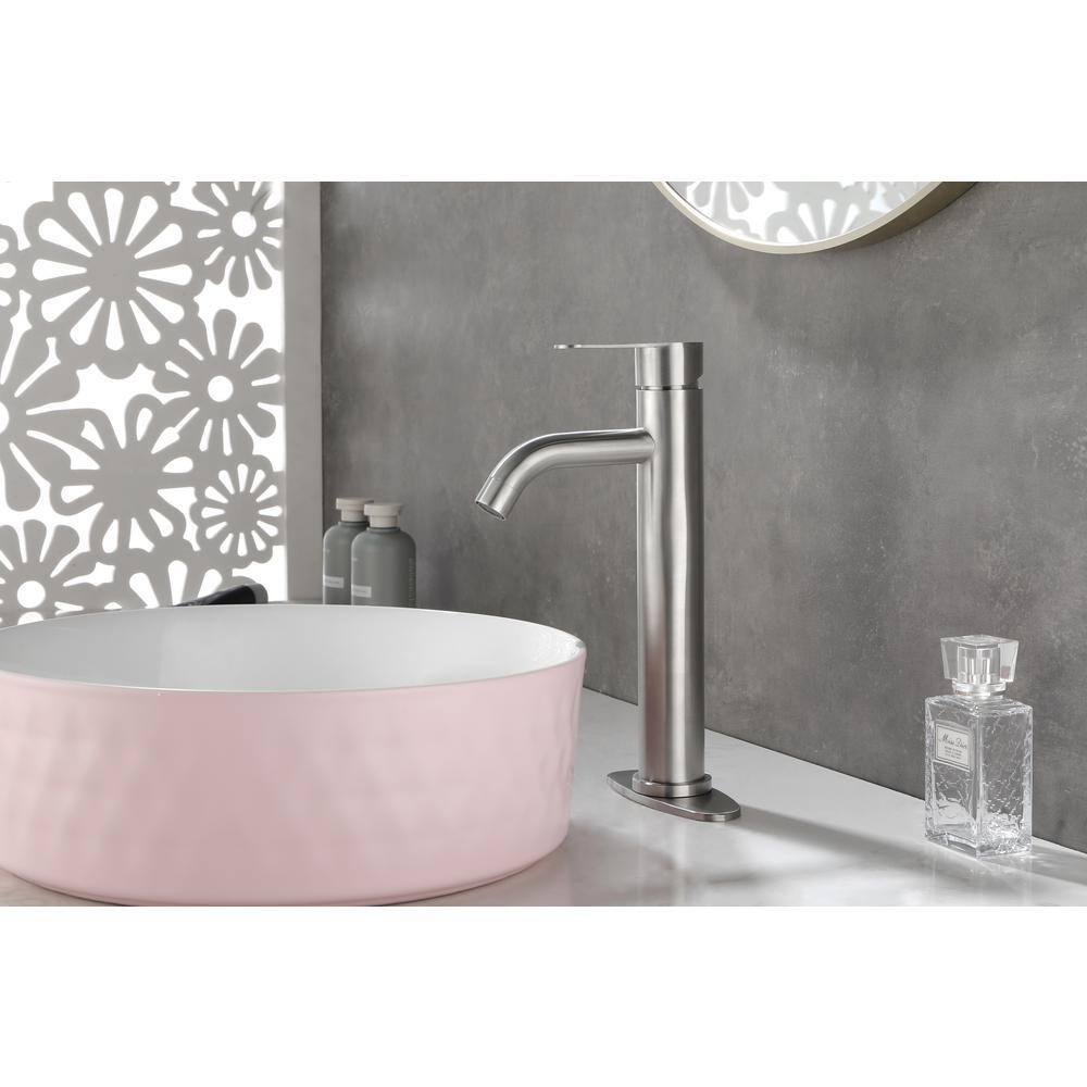 Bathroom Sink Vanity Faucet Single Handle Brushed Nickel Modern RV Faucet Deck Mount 1 Hole or 3 Holes