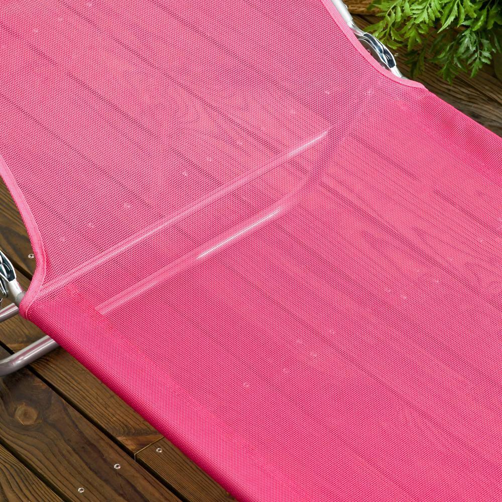 Outsunny Folding Chaise Lounge Pool Chairs, Set of 2 Outdoor Sun Tanning Chairs with Pillow, Five-Position Reclining Back for Beach, Pink