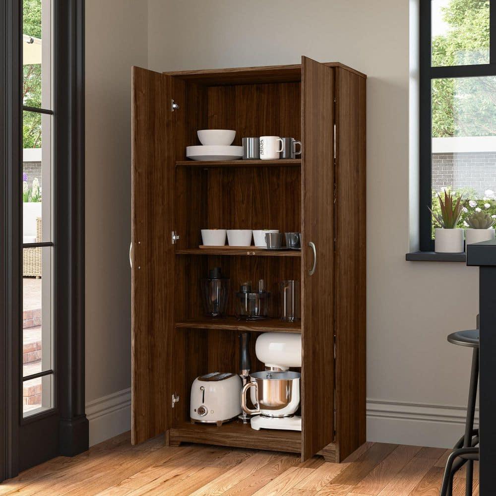 Bush Furniture Cabot Kitchen Pantry Cabinet in Modern Walnut - Engineered Wood