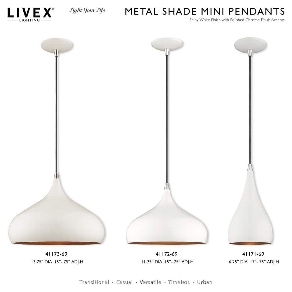 Shiny White and Gold Mini Aluminum Pendant Light