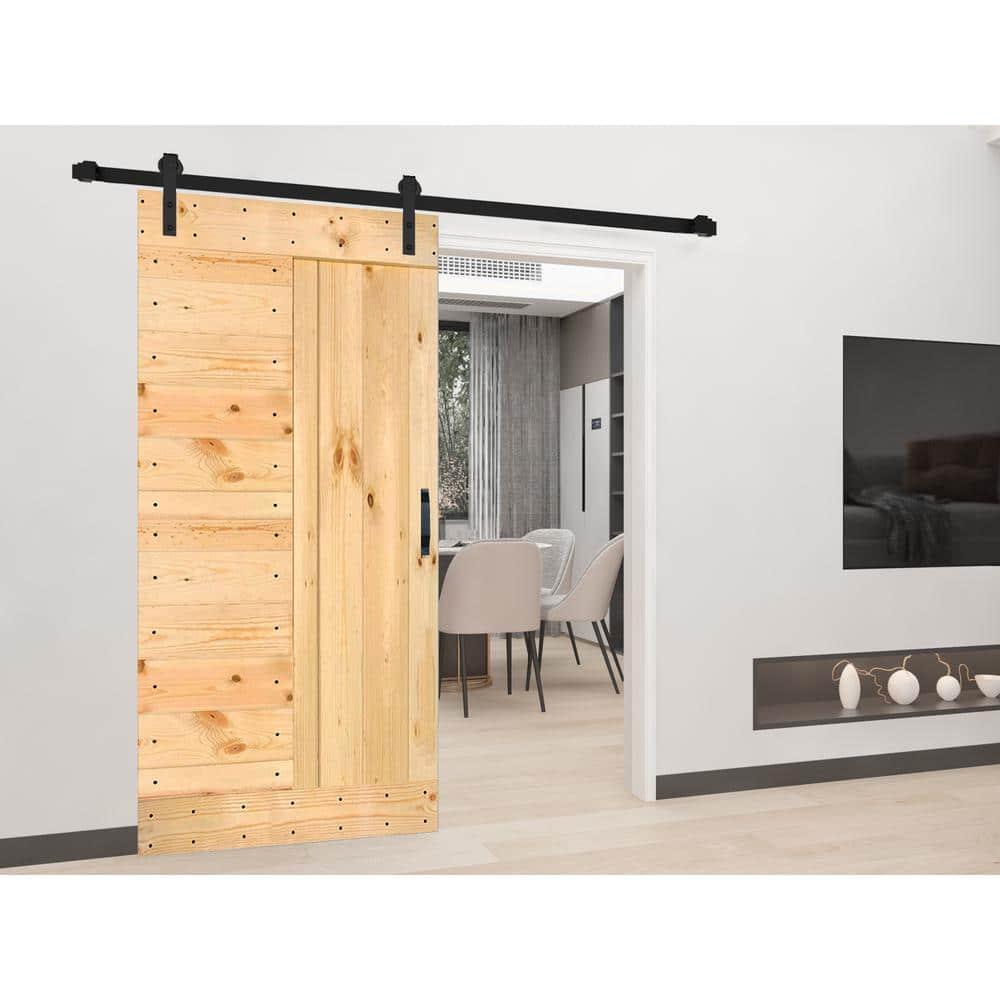 IsLife L Series Paneled Solid Wood Sliding Barn Door with Installation Hardware Kit -Assembly Needed