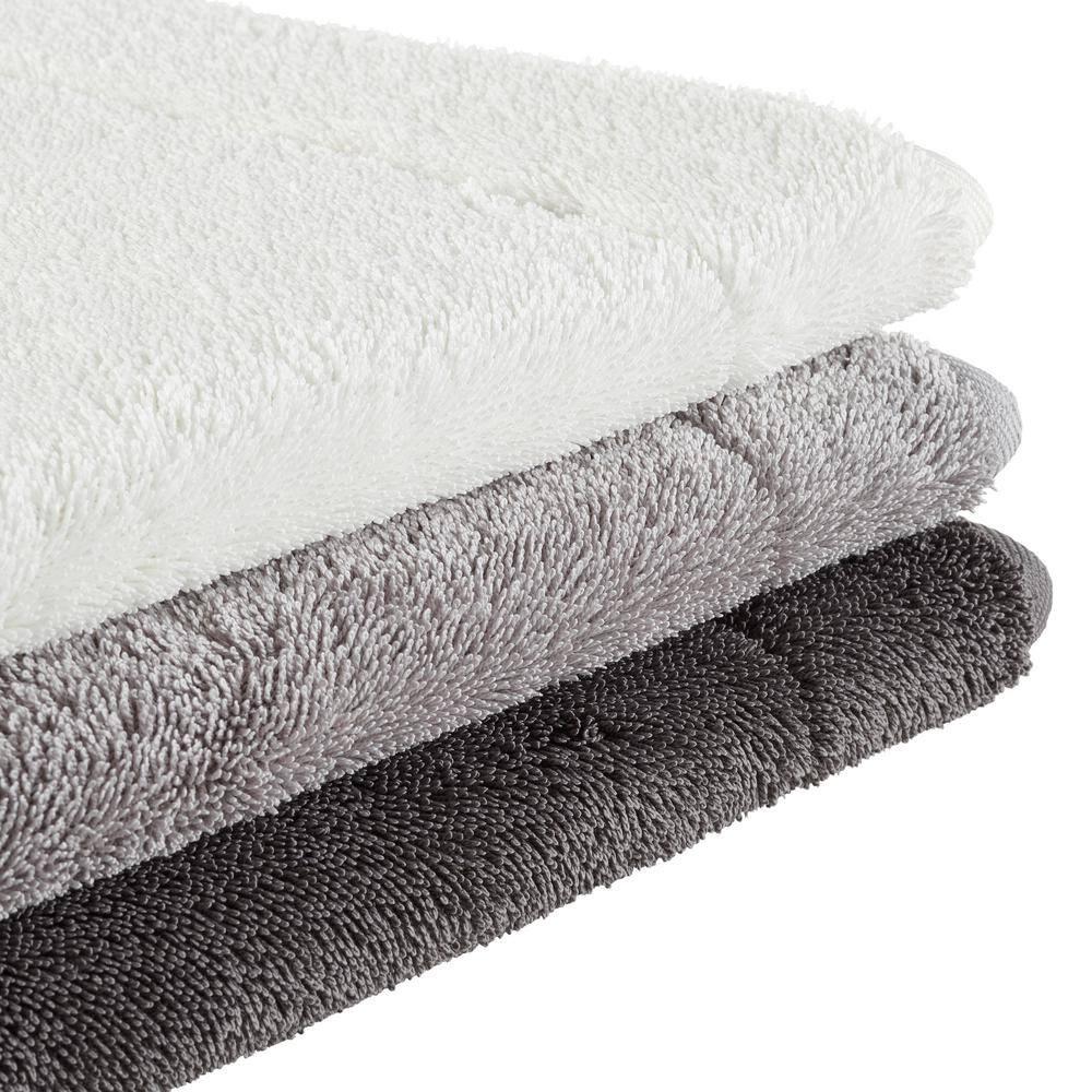 Terry Bath Mats, Set of 2 Memory Foam Bath Rugs, Non-Slip, 100% Polyester, Premium Bathroom Decor, Machine Washable, Measures 17 in. x 24 in. / 20 in. x 32 in., Light Gray