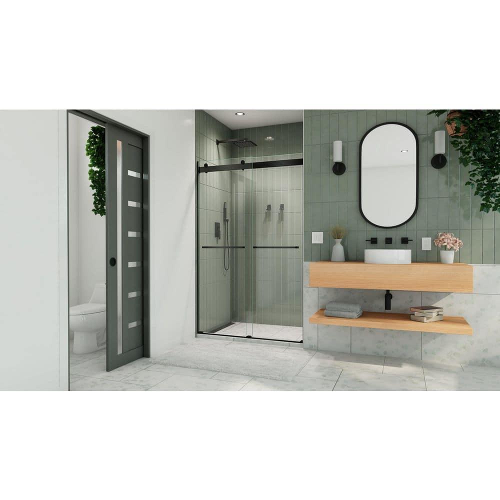 44" - 48" W 76" H Reversible Semi-Frameless Shower Door with ClearMax Technology