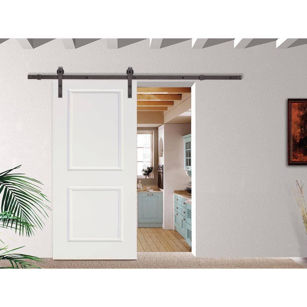 30'' x 86'' Solid + Manufactured Wood Paneled Primed with Installation Hardware Kit Barn Door