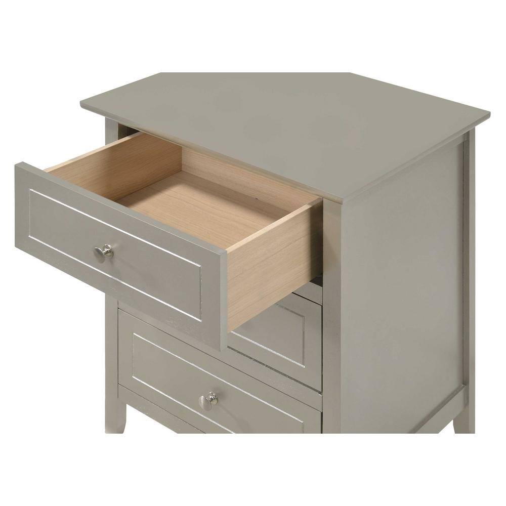 Passion Furniture Daniel 3-Drawer Silver Champagne Nightstand (25 in. H x 19 in. W x 15 in. D)