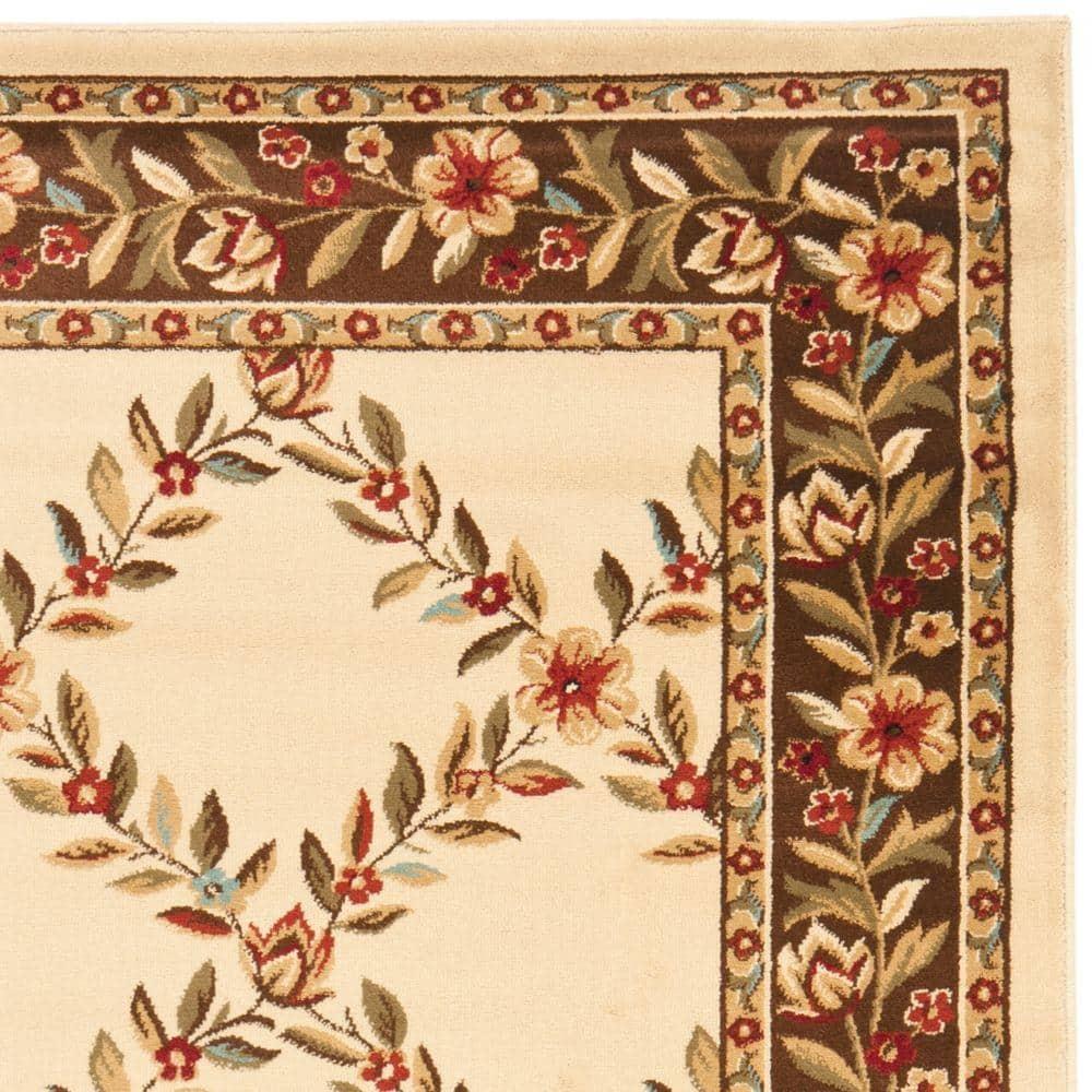 Lyndhurst LNH557 Power Loomed Area Rug - Ivory/Brown - 5'3"x7'6" - Safavieh