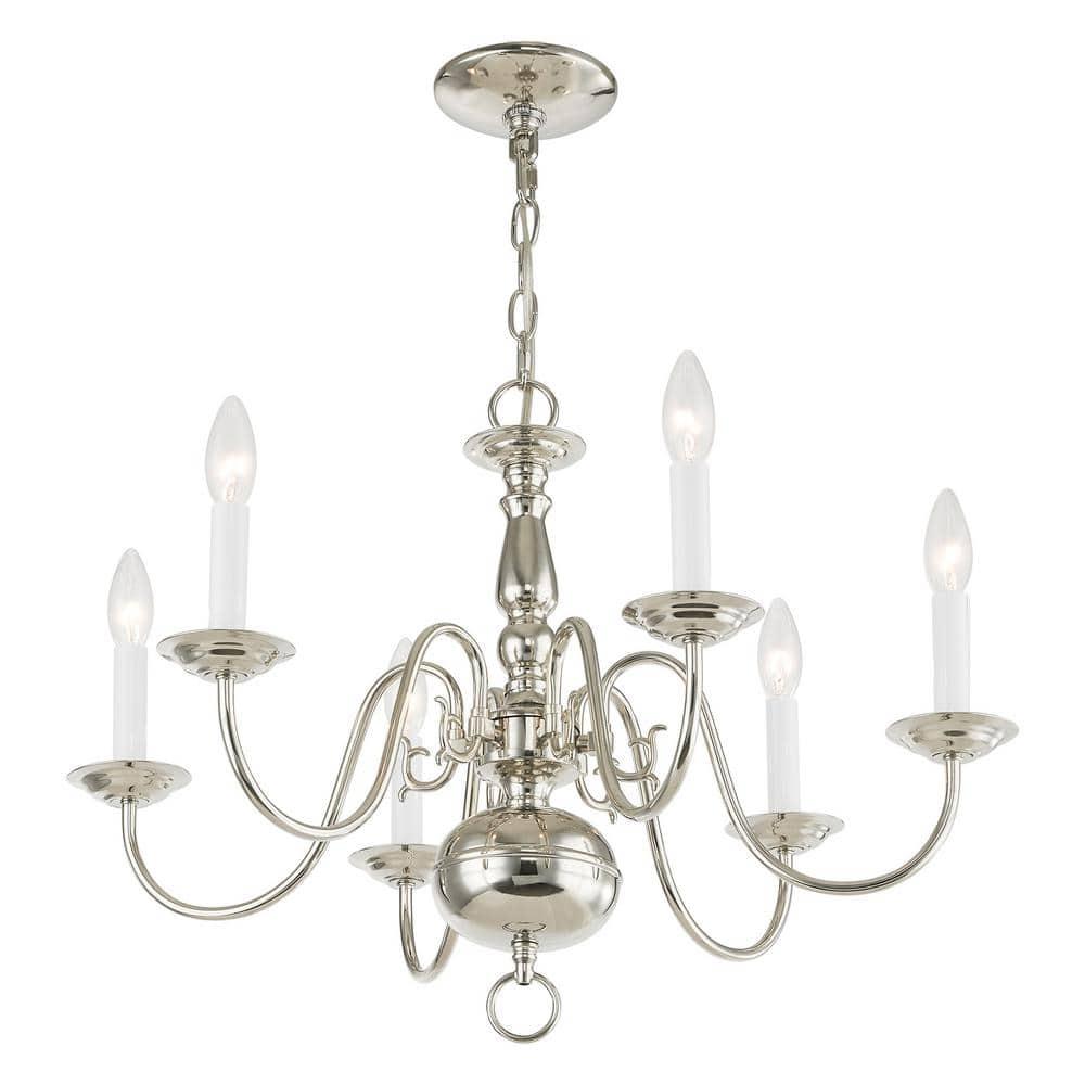 Livex Lighting Williamsburgh Chandelier in Polished Nickel