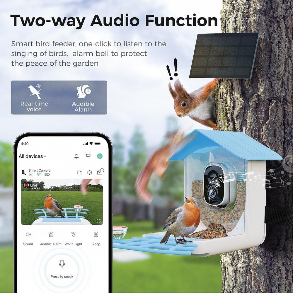 PerchMe™ Smart Bird Feeder with Camera (Sky Blue Canopy)
