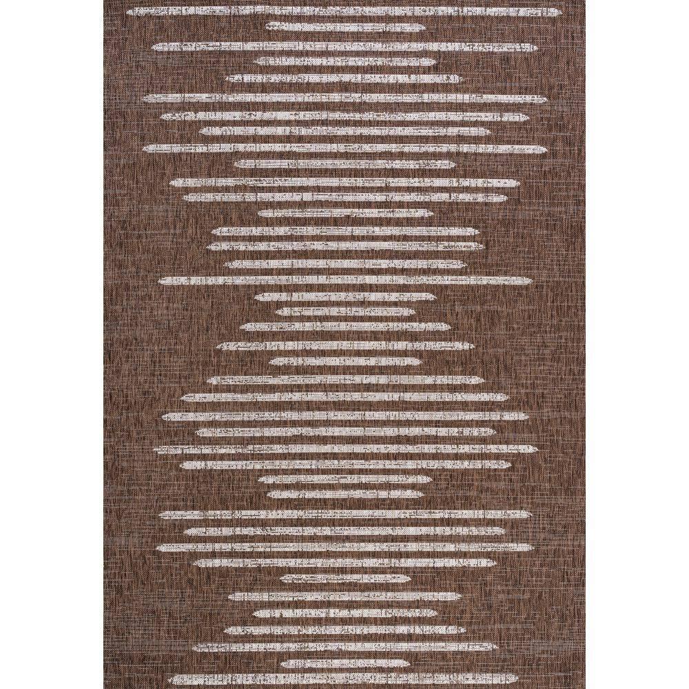 8'x10' Zolak Berber Stripe Geometric Indoor/Outdoor Area Rug, Brown/Beige - JONATHAN Y