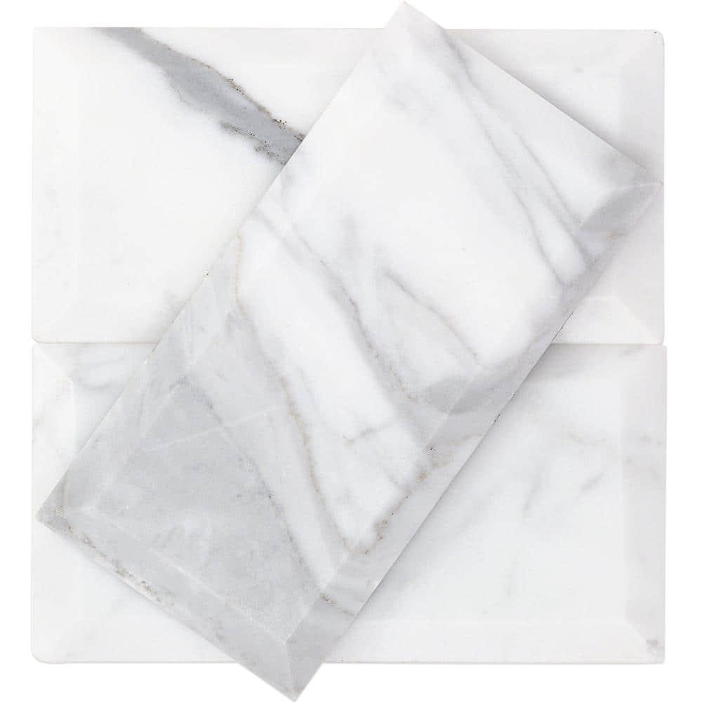 Calacatta 3" x 6" Marble Marble Look Subway Wall & Floor Tile