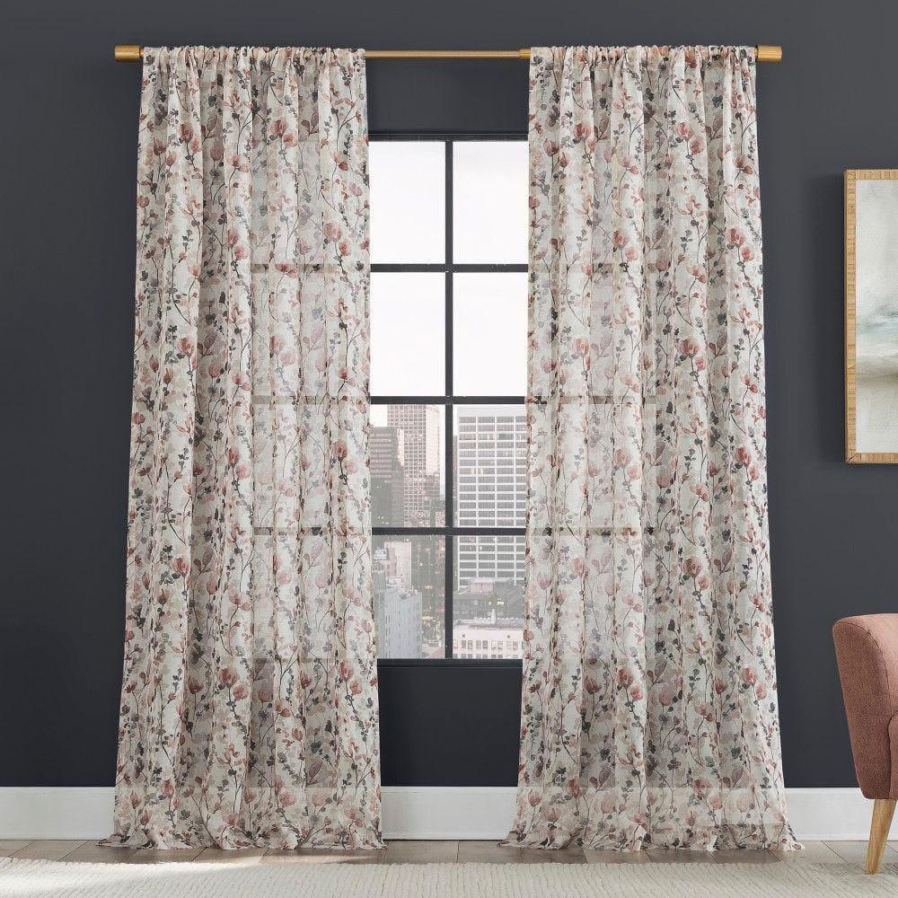 Scott Living Jessa Linen Blend Floral Semi-Sheer Rod Pocket Single Curtain Panel & Reviews | Wayfair