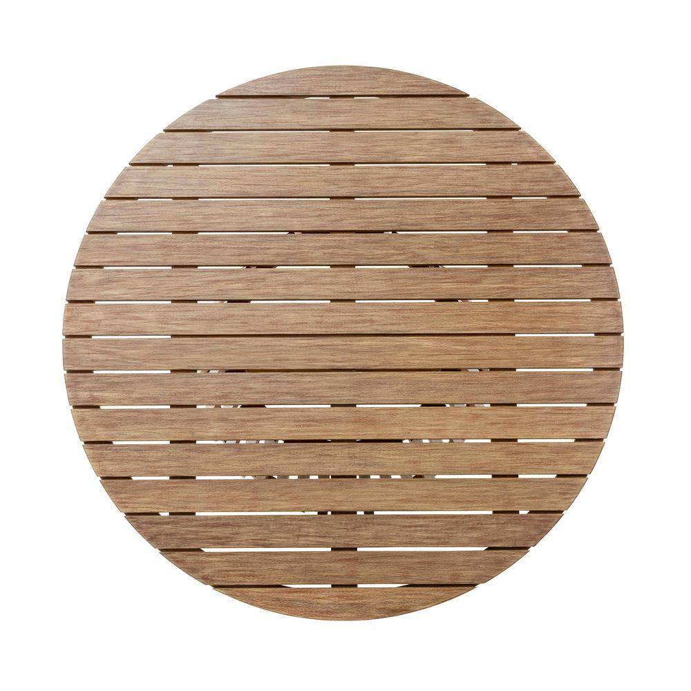 Escondido Outdoor Patio Round Dining Table in Light Eucalyptus Wood